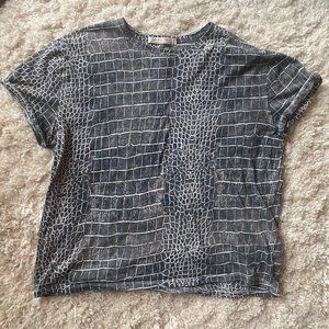 Free People | We the Free | Alligator Crocodile Print Short Sleeve Tee XS